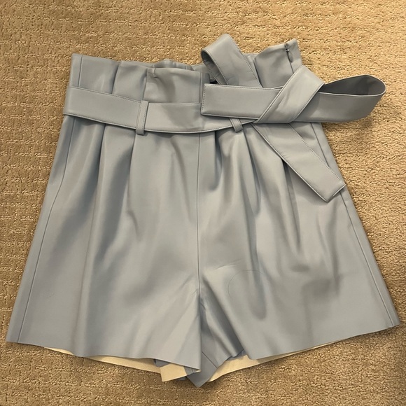 Amanda Uprichard Tessi Faux Leather High Waisted Shorts in Blue - Picture 4 of 6